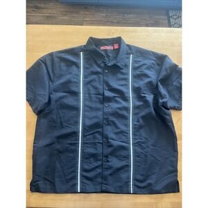 Havanera Co Shirt Mens 2XL Black White Stripe Short Sleeve Embroidered